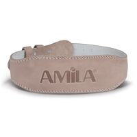 Ζώνη Άρσης Βαρών AMILA Δερμάτινη Μπεζ A Quality M 44301