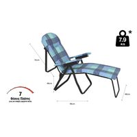 Πολυθρόνα 7 Θέσεων Μαύρου Σκελετού Μπλε Καρό Μαξιλάρι 15533