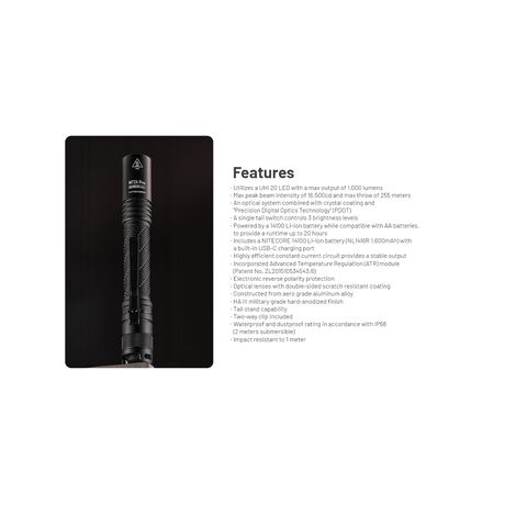 ΦΑΚΟΣ LED NITECORE MULTI TASK MT2APRO,1000lumes + NL1416R