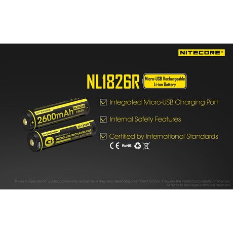 ΜΠΑΤΑΡΙΑ NITECORE 18650 / 2600mAh/Micro USB