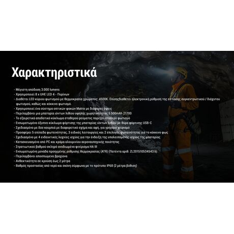 ΦΑΚΟΣ LED NITECORE HEADLAMP HC75 UHE, 3000 Lumens