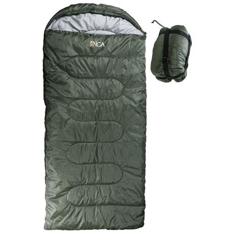 Υπνόσακος INCA Foldpack με μαξιλάρι Χακί 220x95cm με ιμάντες συμπίεσης