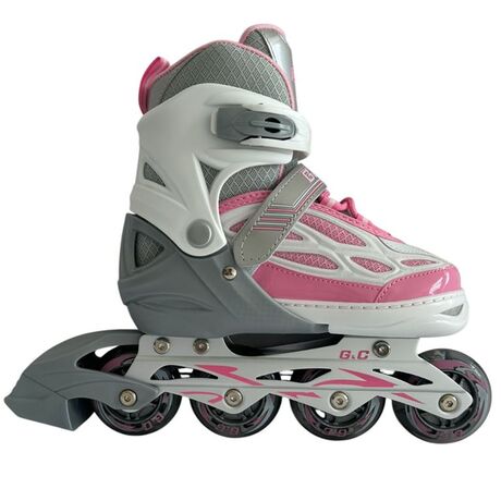 Αυξομειούμενα Πατίνια Roller GC BW 188 Γκρι/Ροζ με LED Τροχούς IN-LINE SKATES Large(39-42)