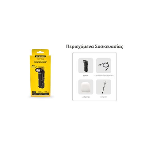 ΦΑΚΟΣ LED NITECORE EDC09, MCT, 1600lumens
