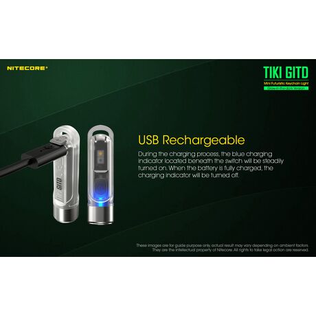 ΦΑΚΟΣ LED NITECORE TIKI GITD, Glow-In-The-Dark, USB-C, 300 lumens