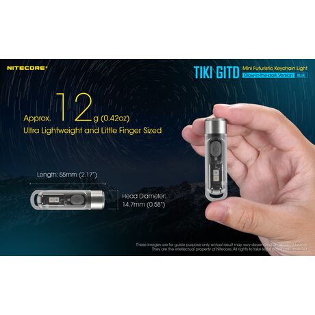 ΦΑΚΟΣ LED NITECORE TIKI GITD Blue, Glow-In-The-Dark, USB-C, 300 lumens