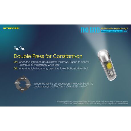 ΦΑΚΟΣ LED NITECORE TIKI GITD Blue, Glow-In-The-Dark, USB-C, 300 lumens