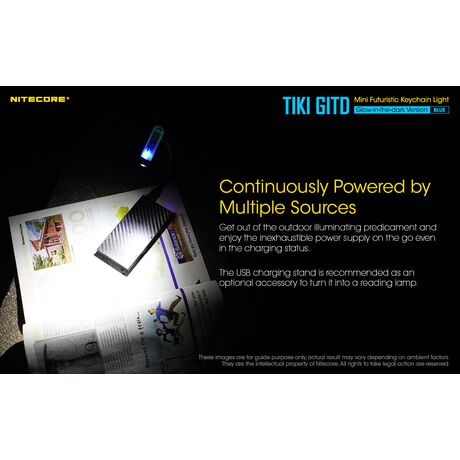 ΦΑΚΟΣ LED NITECORE TIKI GITD Blue, Glow-In-The-Dark, USB-C, 300 lumens