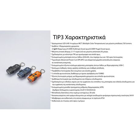 ΦΑΚΟΣ LED NITECORE TIP3, Μπρελοκ, Rechargeable, Blue