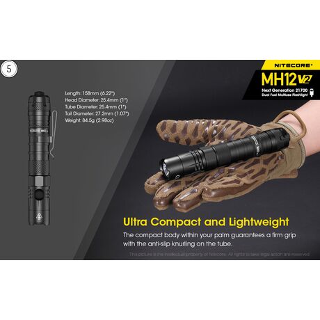ΦΑΚΟΣ LED NITECORE MULTI TASK HYBRID MH12 V2, 1200lumens