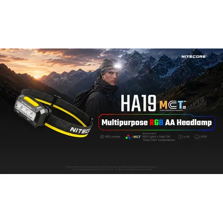 ΦΑΚΟΣ LED NITECORE HEADLAMP HA19, 600 lumens MCT, RGB, CRI