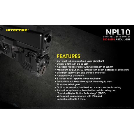 ΦΑΚΟΣ LED NITECORE NPL10, Set με μπαταρια CR2