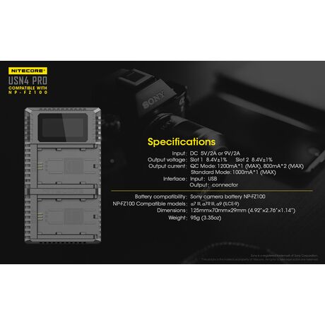 ΦΟΡΤΙΣΤΗΣ NITECORE USN4 Pro για SONY ΦΟΡΤΙΣΤΗΣ NITECORE USN4 Pro για SONY